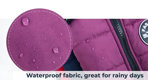 lose up of the waterproof fabric of a purple DogSki Sport™ - Waterproof Jacket Harness.